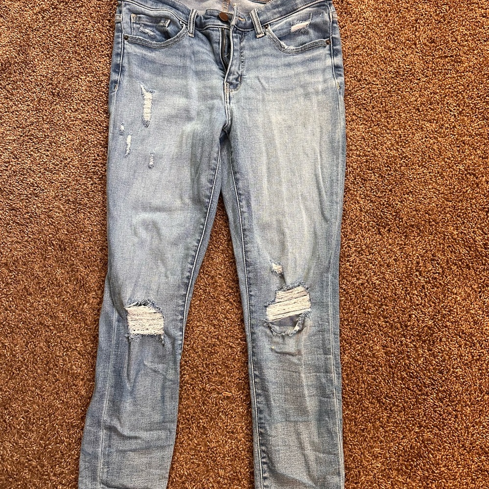 BKE Light Blue Distressed Skinny Jeans